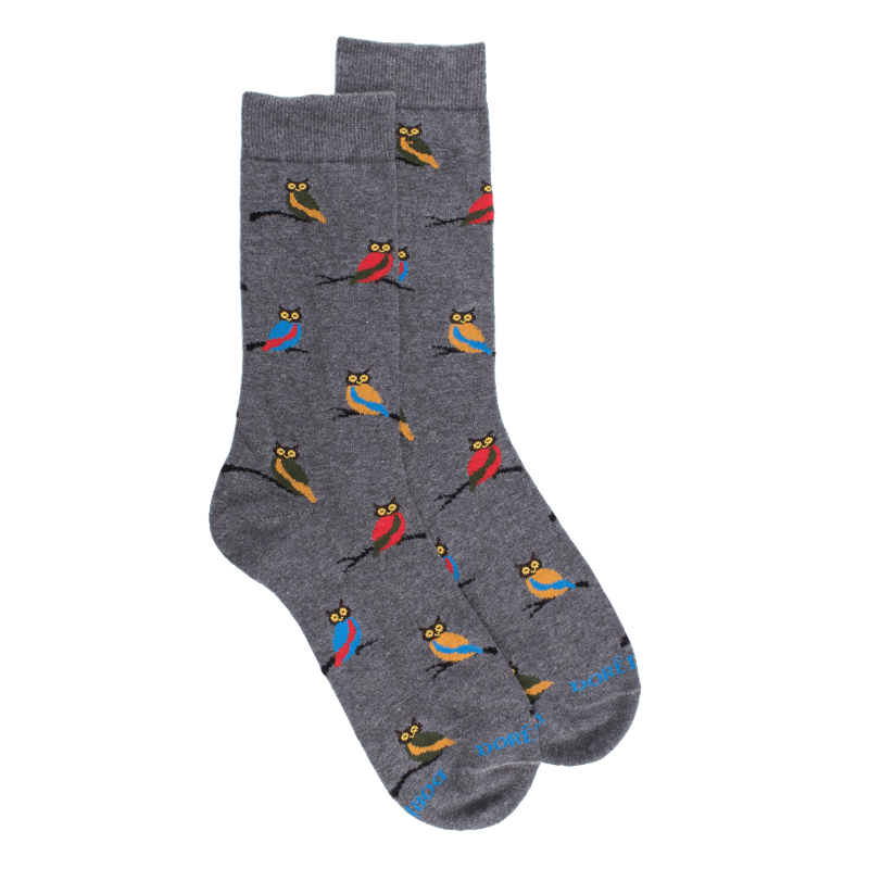 doré doré Chaussettes fantaisie homme motifs hibou - Gris