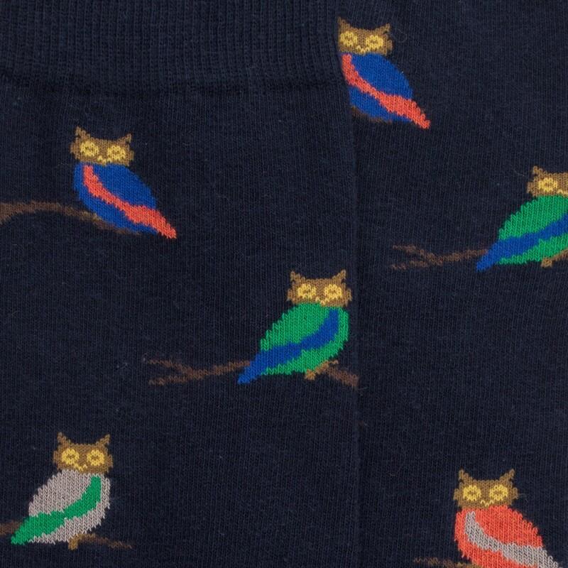 Doré Doré Chaussettes Fantaisie Homme Motifs Hibou - Marine