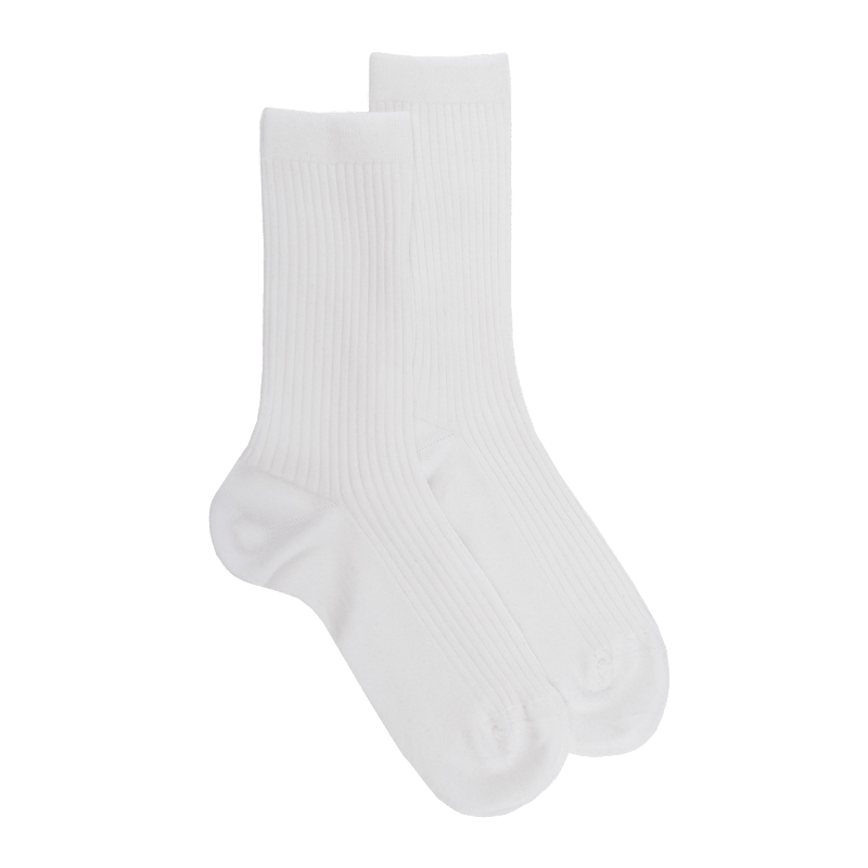 doré doré Chaussettes femme à côtes en fil d'Écosse - Blanc