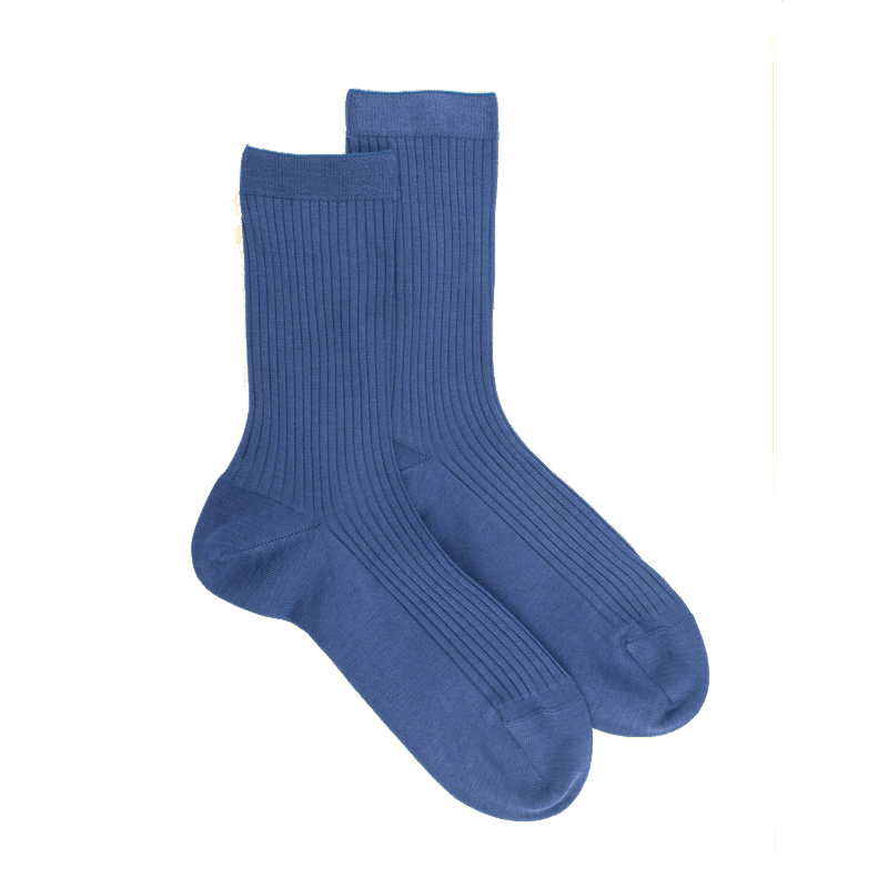 doré doré Chaussettes femme à côtes en fil d'Écosse - Bleu
