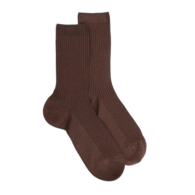 doré doré Chaussettes femme à côtes en fil d'Écosse - Bois