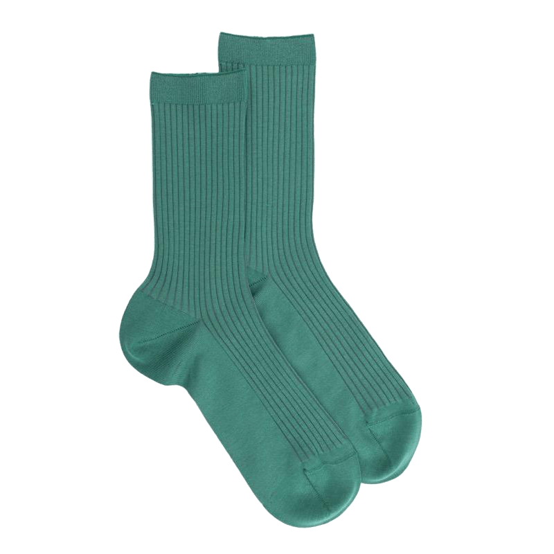 doré doré Chaussettes femme à côtes en fil d'Écosse - Vert Menthe