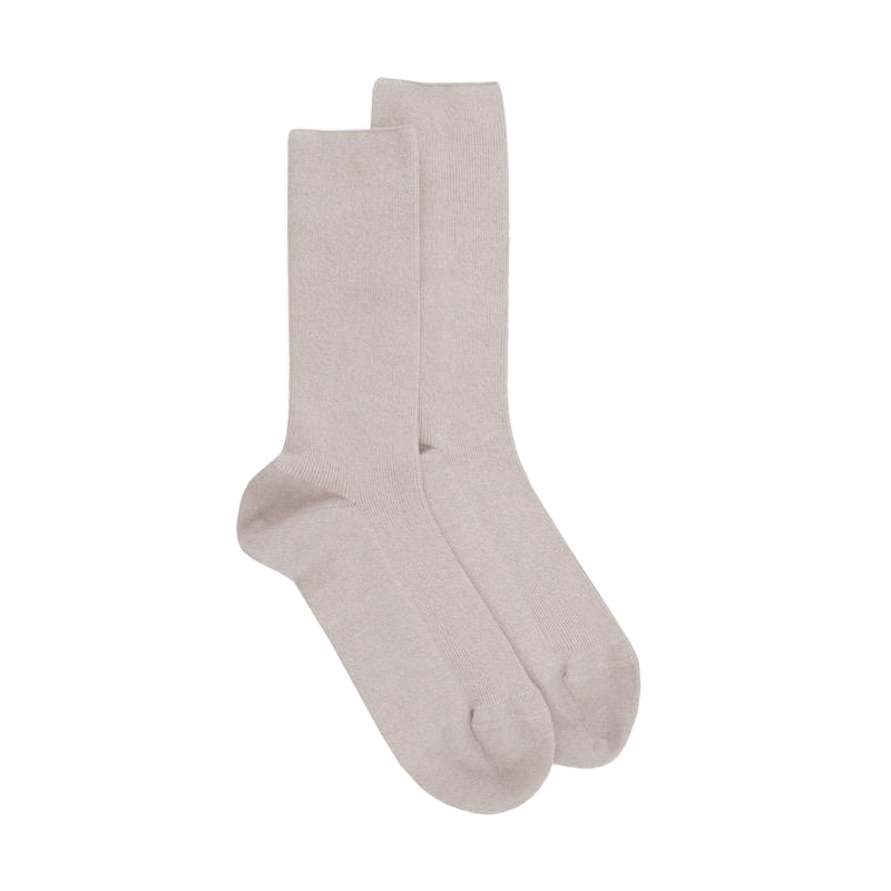 doré doré Chaussettes femme à côtes sans bord élastique en coton - Beige Lin