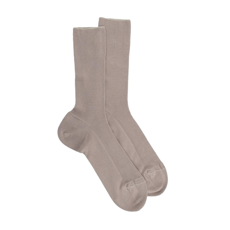 Doré Doré Chaussettes Femme à Côtes Sans Bord élastique En Fil D'Écosse - Gris