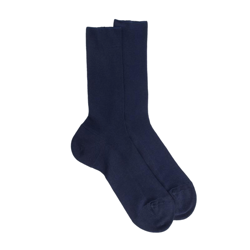 doré doré Chaussettes femme à côtes sans bord élastique en fil d'Écosse - Bleu Matelot