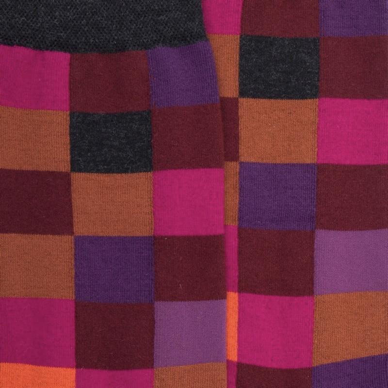 Doré Doré Chaussettes Femme échiqiuer En Coton égyptien - Aubergine & Gris Anthracite