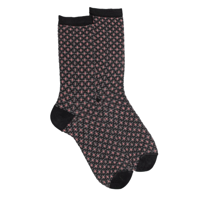 doré doré Chaussettes femme en coton à motif géométrique - Noir