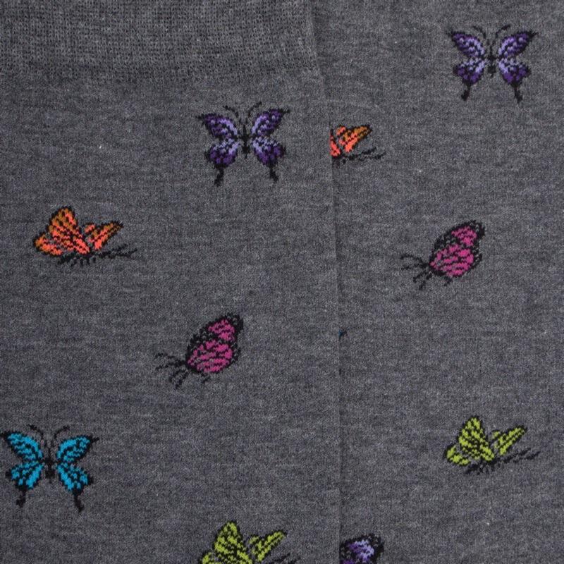 Doré Doré Chaussettes Femme En Coton à Motif Papillon - Gris Oxford