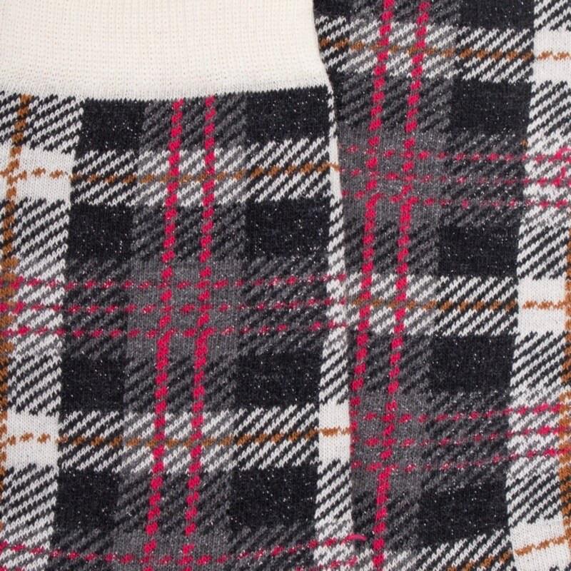 Doré Doré Chaussettes Femme En Coton à Motif Tartan Effet Brillant - Gris Anthracite