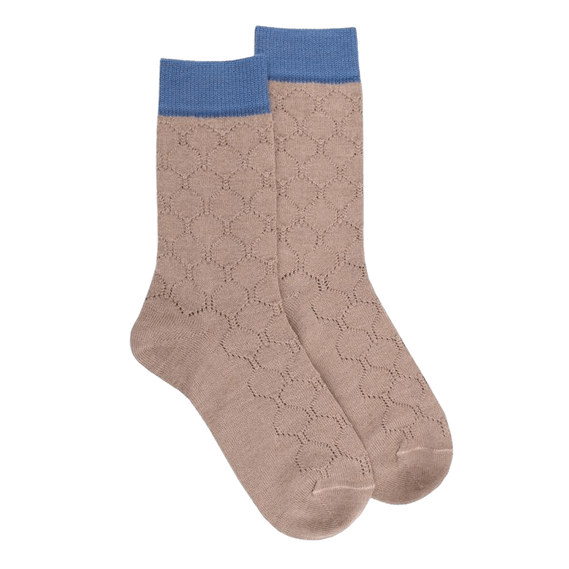 doré doré Chaussettes femme en laine ajouré - Beige Sable