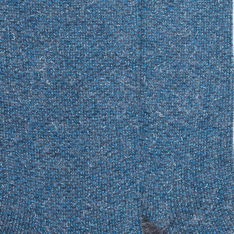 Doré Doré Chaussettes Femme En Laine Et Angora Sans Bord élastique Effet Brillant - Bleu Pêcheur & Violet