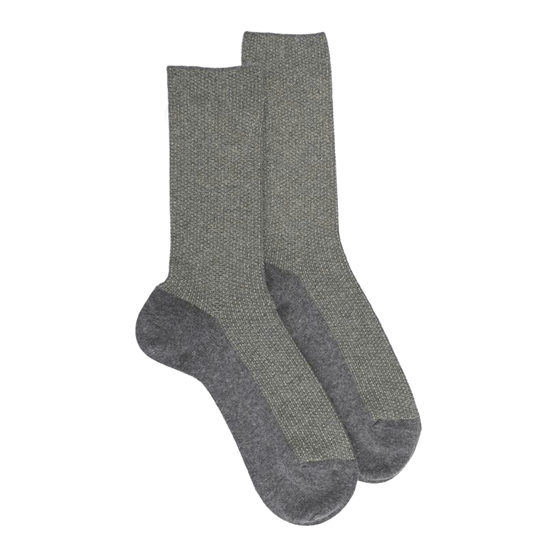 doré doré Chaussettes femme en laine et angora sans bord élastique effet brillant - Gris & cameleon