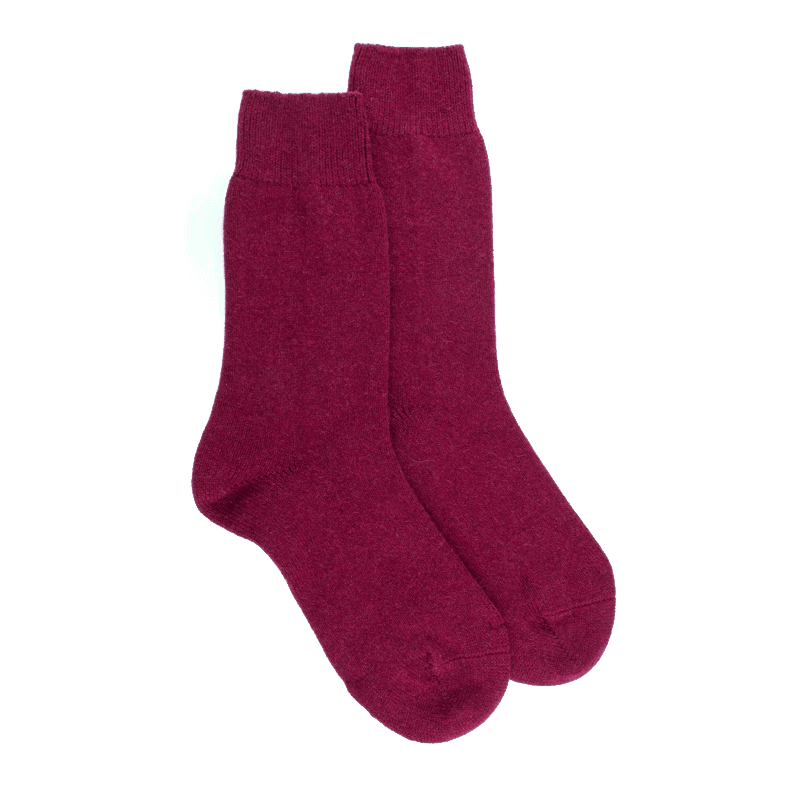 doré doré Chaussettes femme en laine et cachemire - Rouge sangria