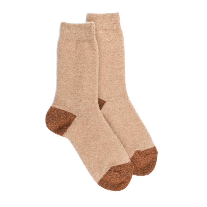 doré doré Chaussettes femme en laine polaire - Beige Désert & Orange écureuil