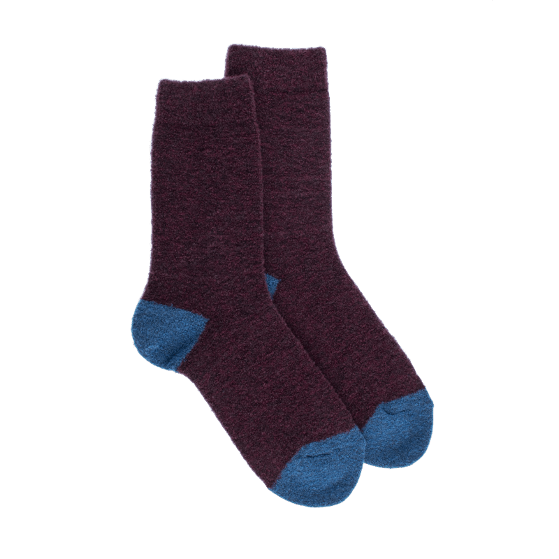 doré doré Chaussettes femme en laine polaire - Bordeaux & Bleu saphir