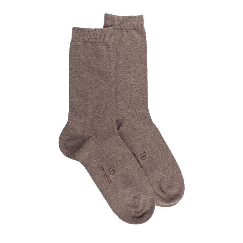 Doré Doré Chaussettes Femme Fines En Coton égyptien - Marron Grive
