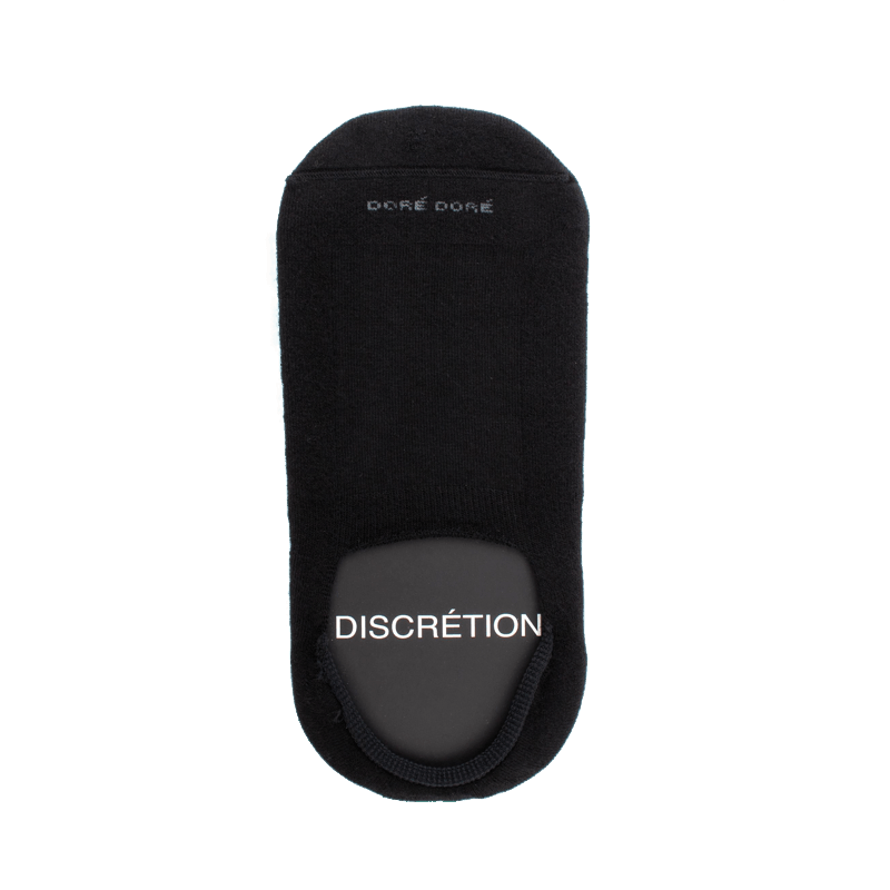 doré doré Chaussettes femme invisible en coton bouclettes bandes anti-glisse - Noir