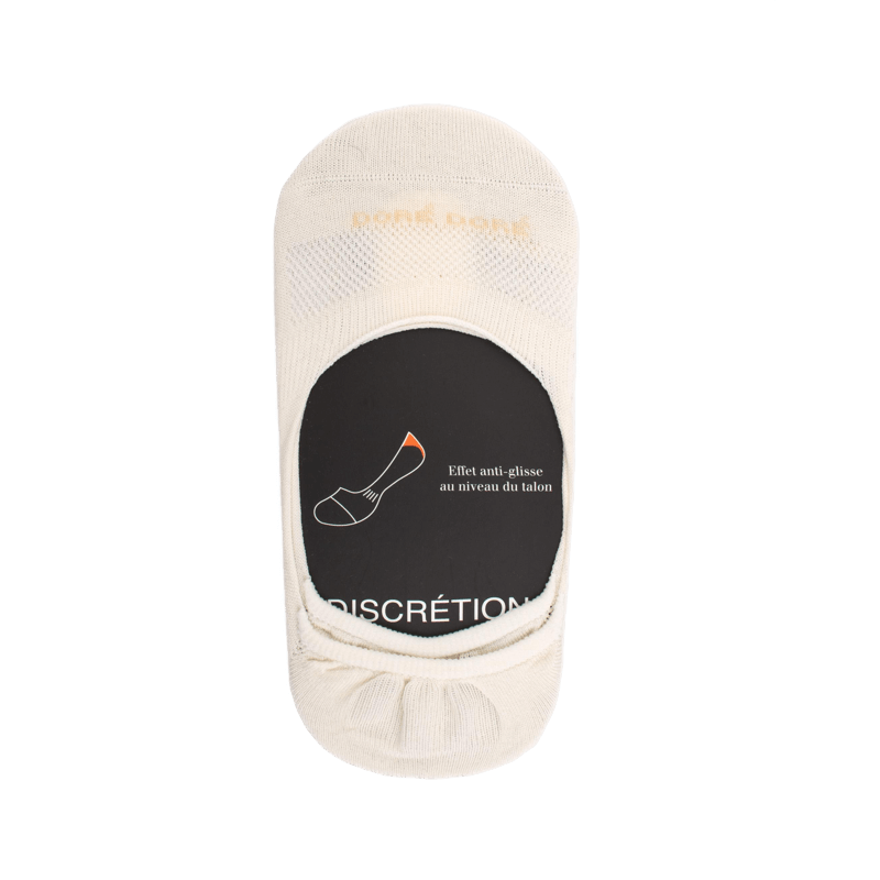 doré doré Chaussettes femme invisible en coton et bandes anti-glisse - Ecru