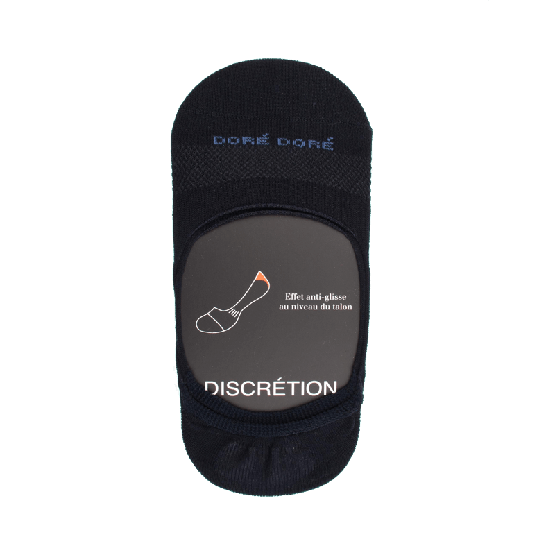 doré doré Chaussettes femme invisible en coton et bandes anti-glisse - Bleu foncé