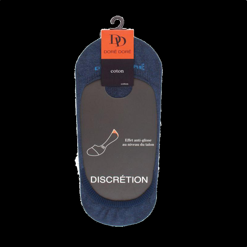 doré doré Chaussettes femme invisible en coton et bandes anti-glisse - Bleu marine