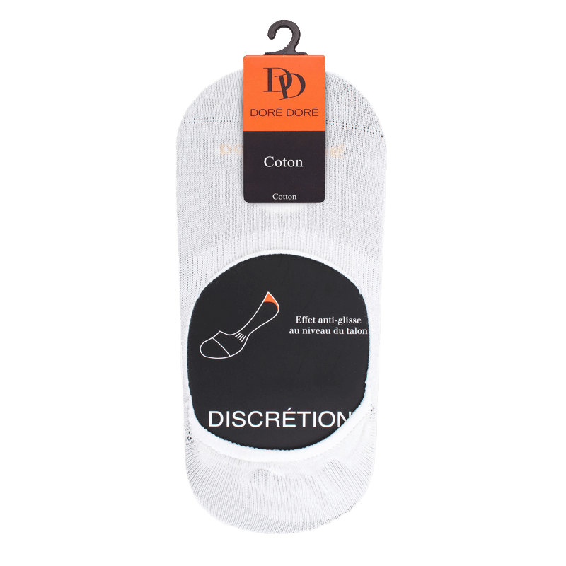 doré doré Chaussettes femme invisible en coton et bandes anti-glisse - Blanc