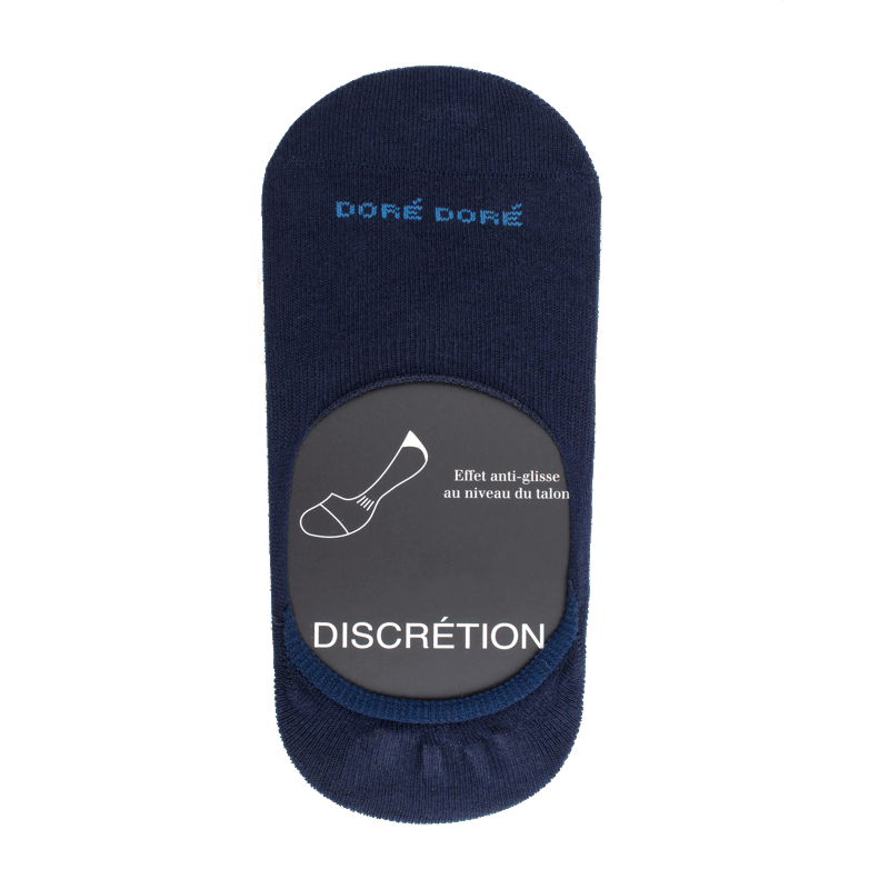 doré doré Chaussettes femme invisible en coton et bandes anti-glisse - Bleu marine