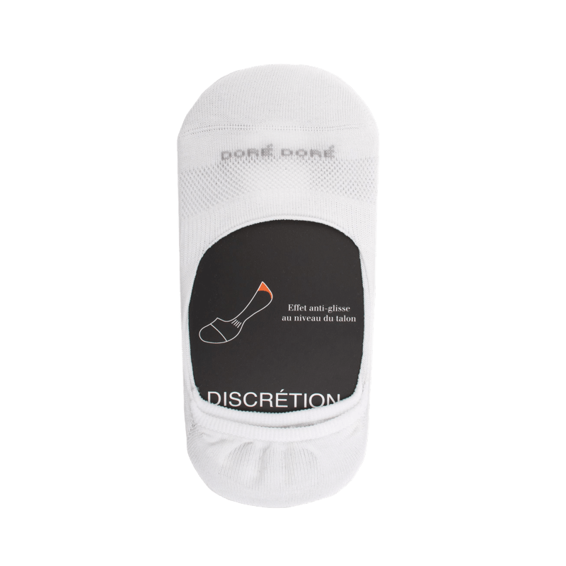 doré doré Chaussettes femme invisible en coton et bandes anti-glisse - Blanc