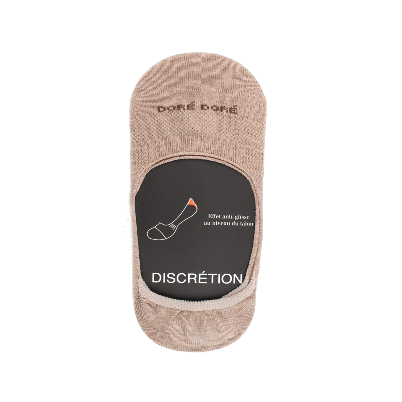 doré doré Chaussettes femme invisible en coton et bandes anti-glisse - Beige Sahara