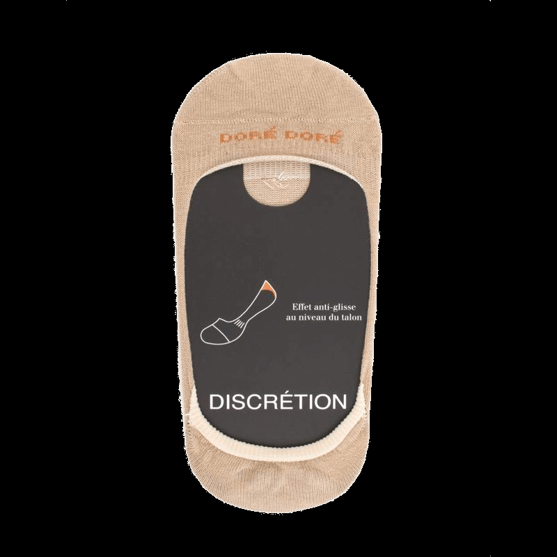 doré doré Chaussettes femme invisible en coton et bandes anti-glisse - Beige