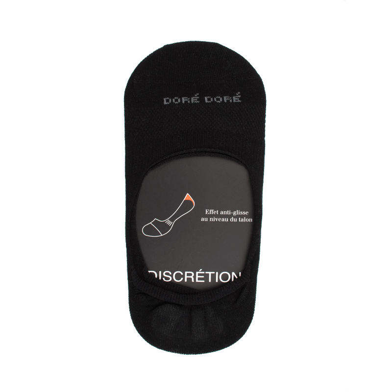 doré doré Chaussettes femme invisible en coton et bandes anti-glisse - Noir