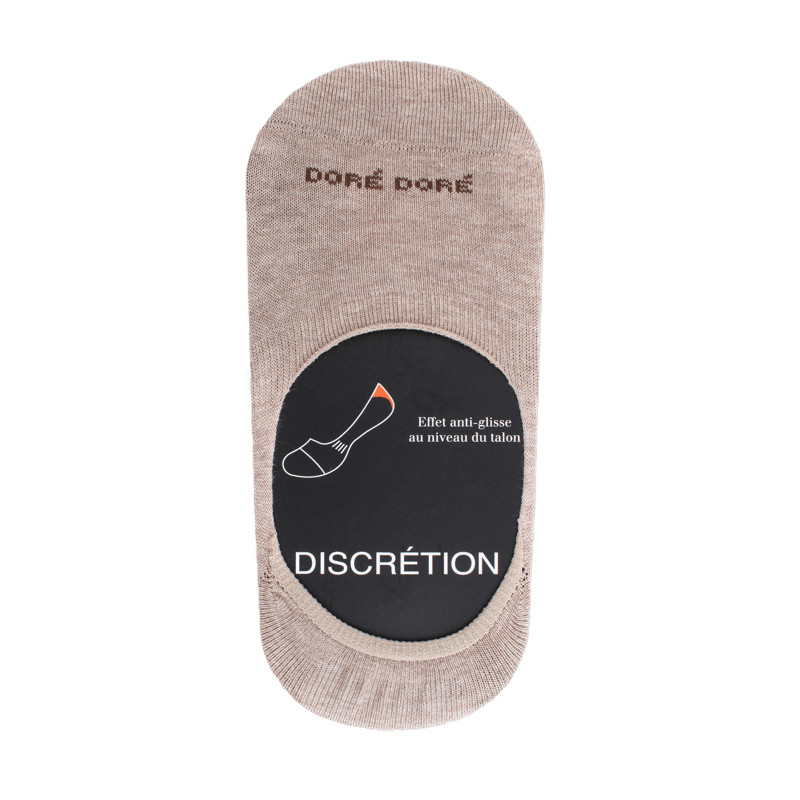 doré doré Chaussettes femme invisible en coton et bandes anti-glisse - Beige