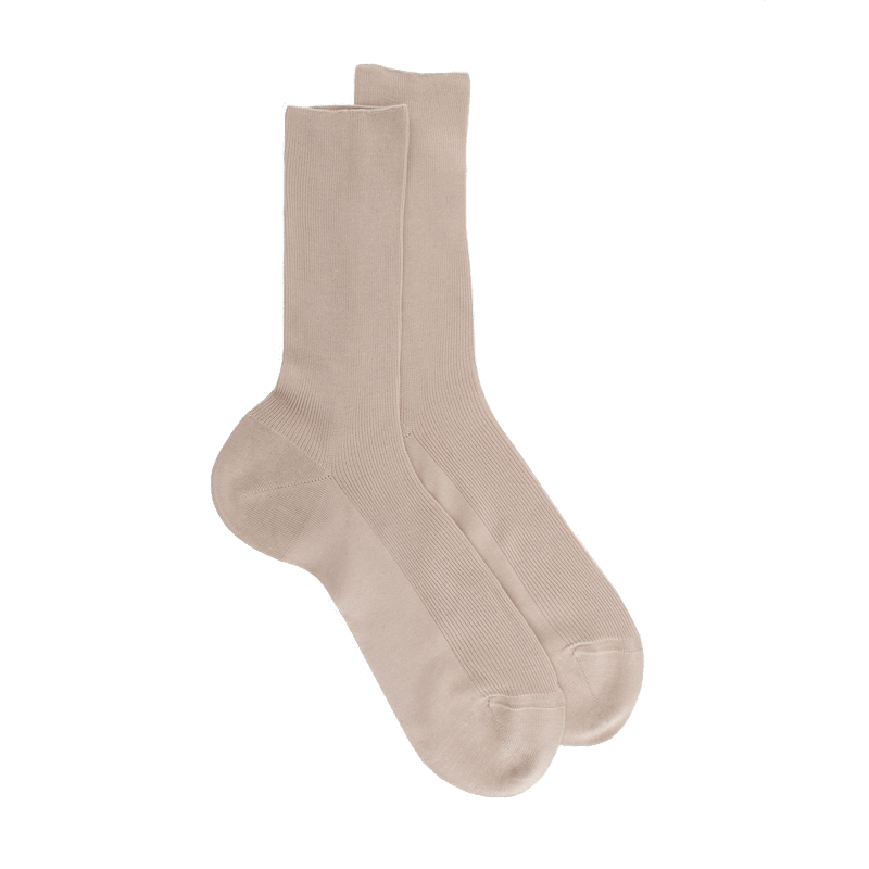 doré doré Chaussettes femme jambes sensibles sans bord élastique en fil d'Ecosse - Beige