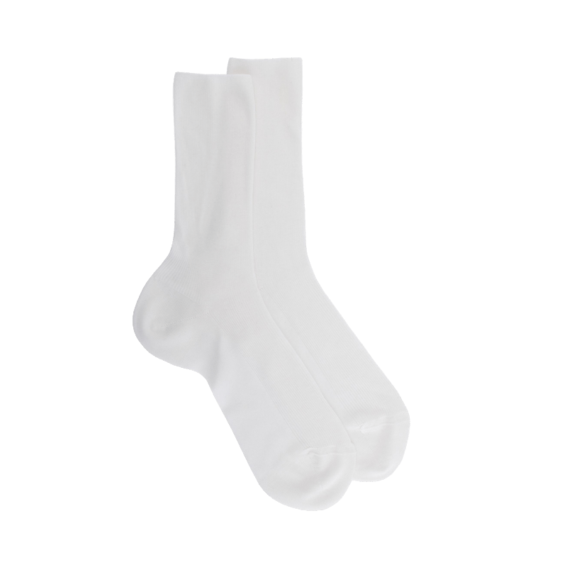 doré doré Chaussettes femme jambes sensibles sans bord élastique en fil d'Ecosse - Blanc