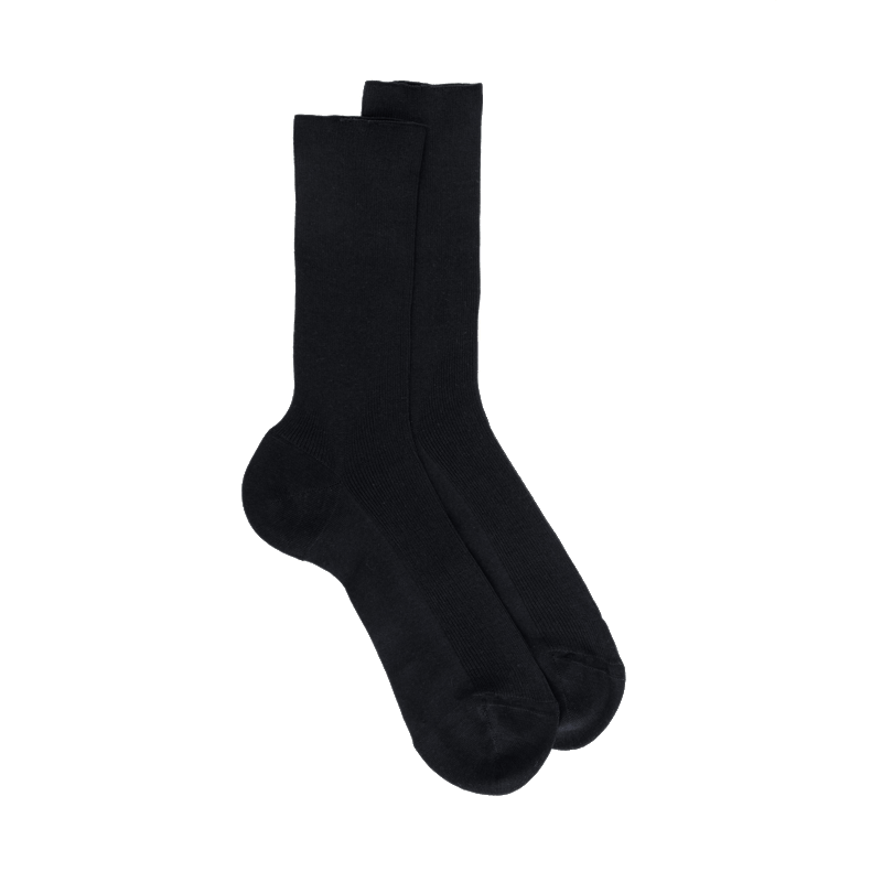 doré doré Chaussettes femme jambes sensibles sans bord élastique en fil d'Ecosse - Noir