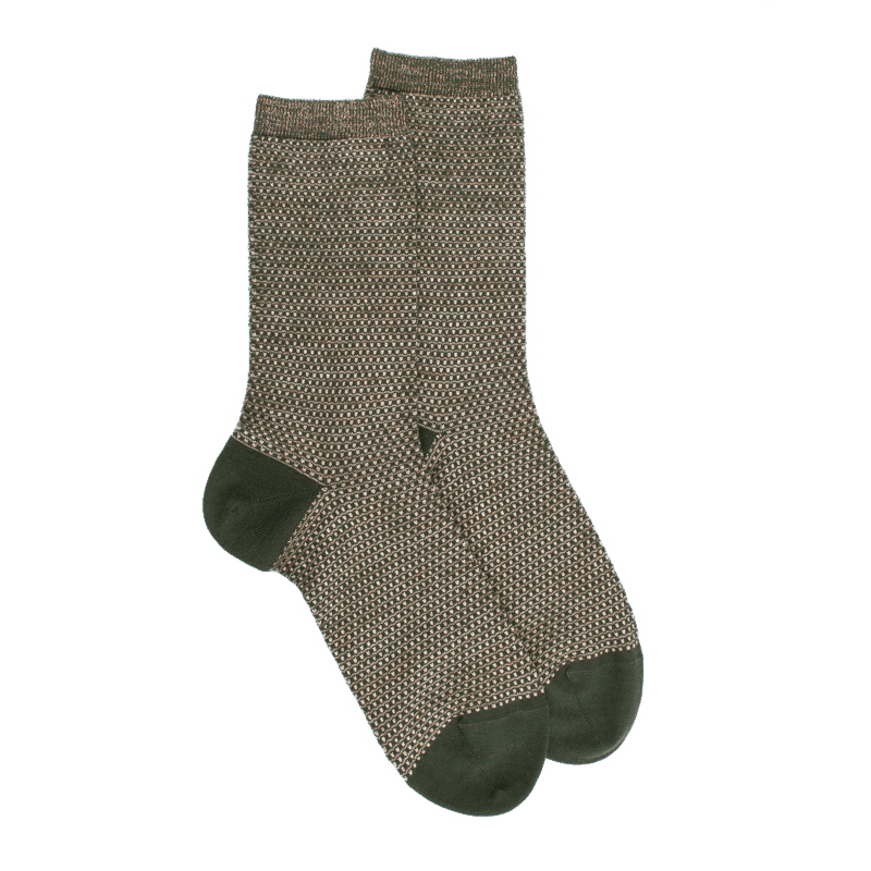 doré doré Chaussettes femme laine avec micro pois effet brillant - Vert cyprès