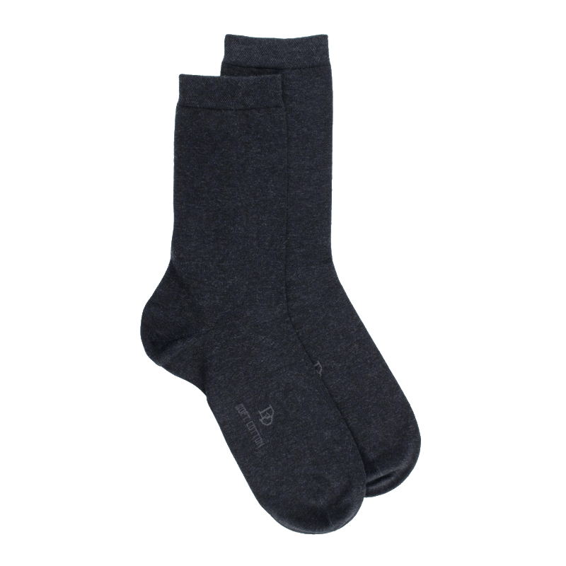doré doré Chaussettes femme Soft Coton à bord souple - Gris foncé