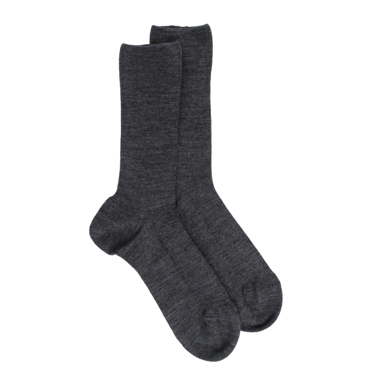 doré doré Chaussettes femme spéciales jambes sensibles sans bord élastique en laine - Gris