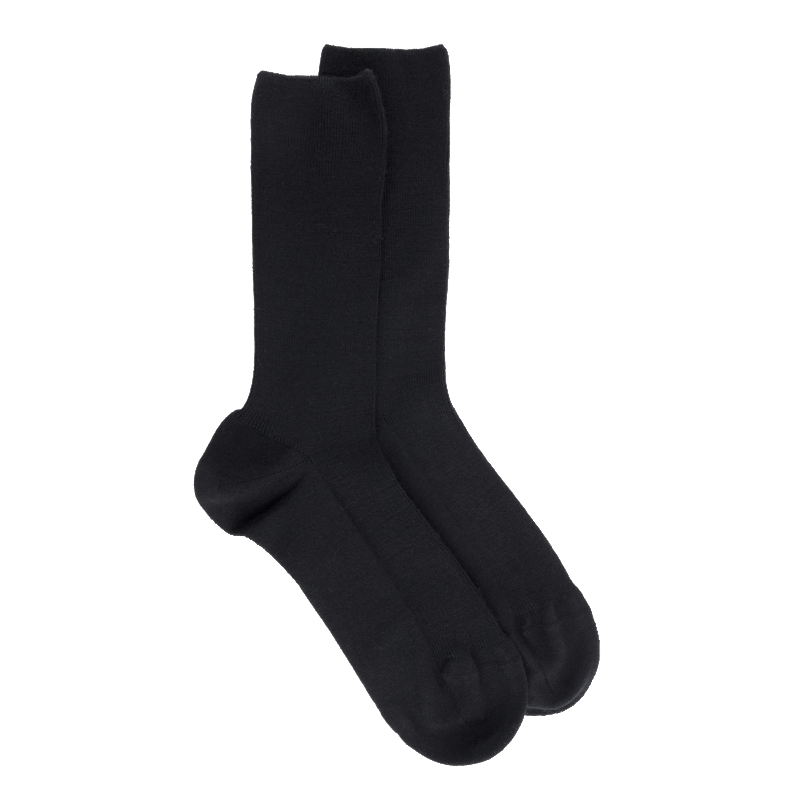 doré doré Chaussettes femme spéciales jambes sensibles sans bord élastique en laine - Noir