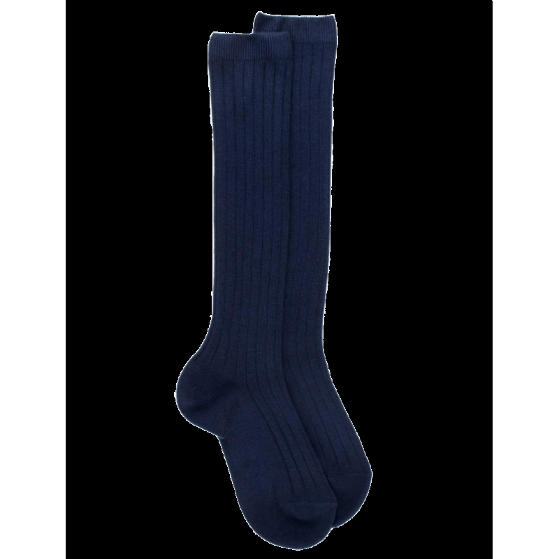 doré doré Chaussettes hautes côtelées bleues en coton doux pour enfants