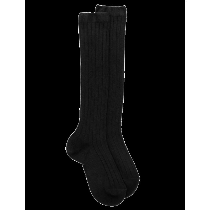doré doré Chaussettes hautes côtelées noires en coton doux pour enfants