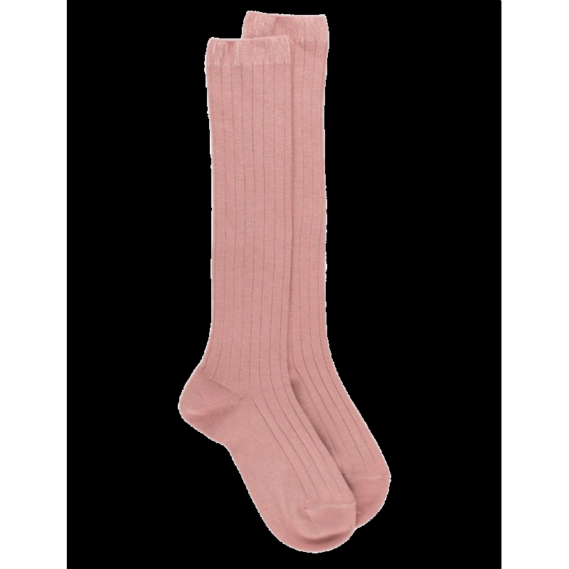 doré doré Chaussettes hautes côtelées rose en coton doux pour enfants