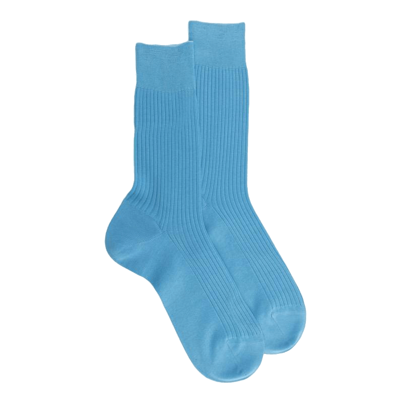 doré doré Chaussettes homme à côtes 100% fil d'Écosse - Bleu Pirogue