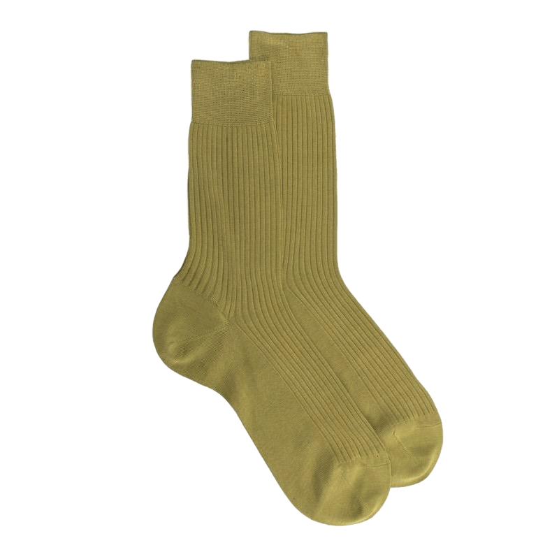 doré doré Chaussettes homme à côtes 100% fil d'Écosse - Vert Absinthe