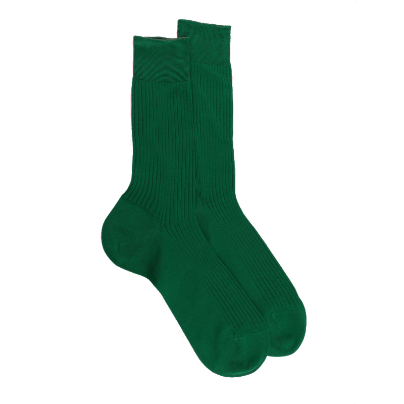 doré doré Chaussettes homme à côtes 100% fil d'Écosse - Vert Chlorophyle