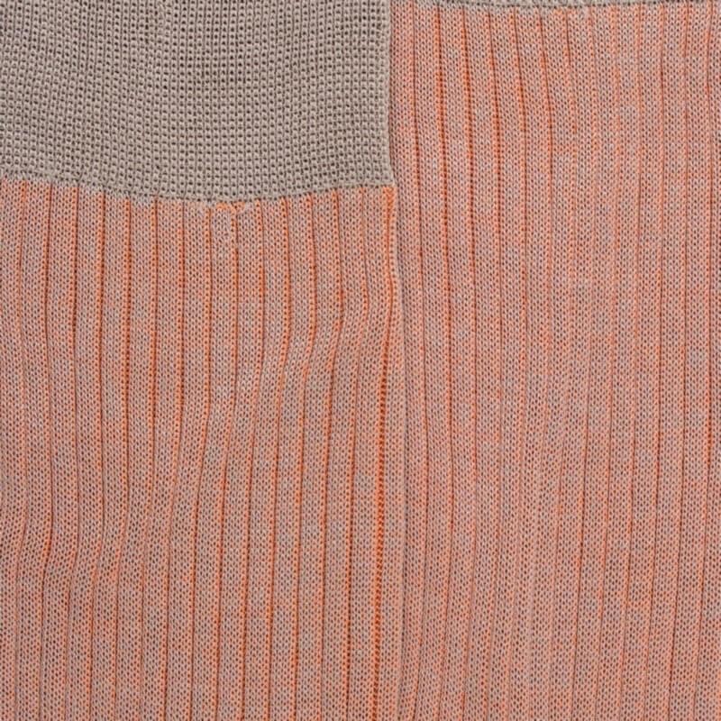 Doré Doré Chaussettes Homme à Côtes Bicolores En Fil D'Écosse - Gris & Oranger
