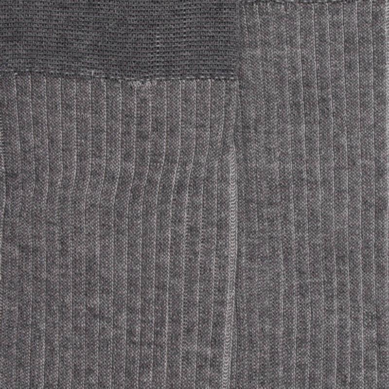 Doré Doré Chaussettes Homme à Côtes Bicolores En Fil D'Écosse - Gris Bourrasque & Blanc Givre