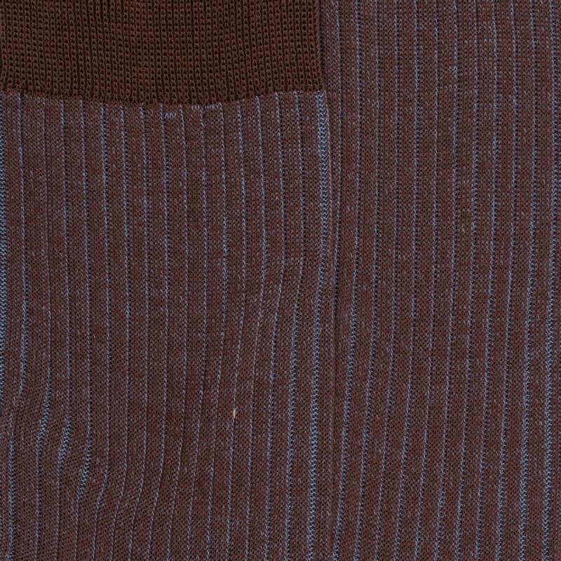 Doré Doré Chaussettes Homme à Côtes Bicolores En Fil D'Écosse - Bois & Bleu Antarctique