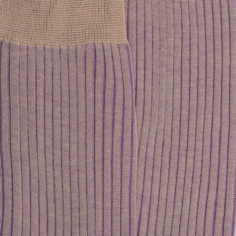 Doré Doré Chaussettes Homme à Côtes Bicolores En Fil D'Écosse - Beige Grège & Violet Myrtille