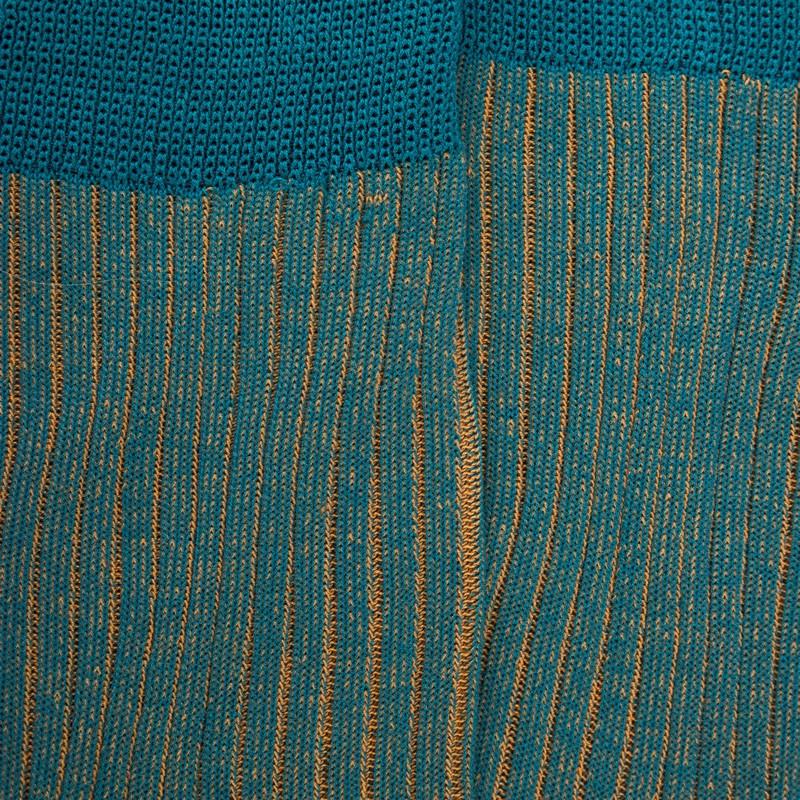 Doré Doré Chaussettes Homme à Côtes Bicolores En Fil D'Écosse - Bleu