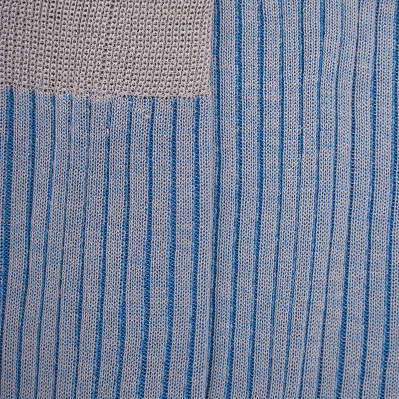 Doré Doré Chaussettes Homme à Côtes Bicolores En Fil D'Écosse - Gris Métal & Bleu Bassin